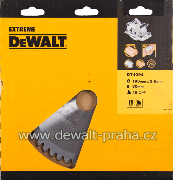 DT4094 DeWALT Pilový kotouč 190 x 30 mm, 48 zubů