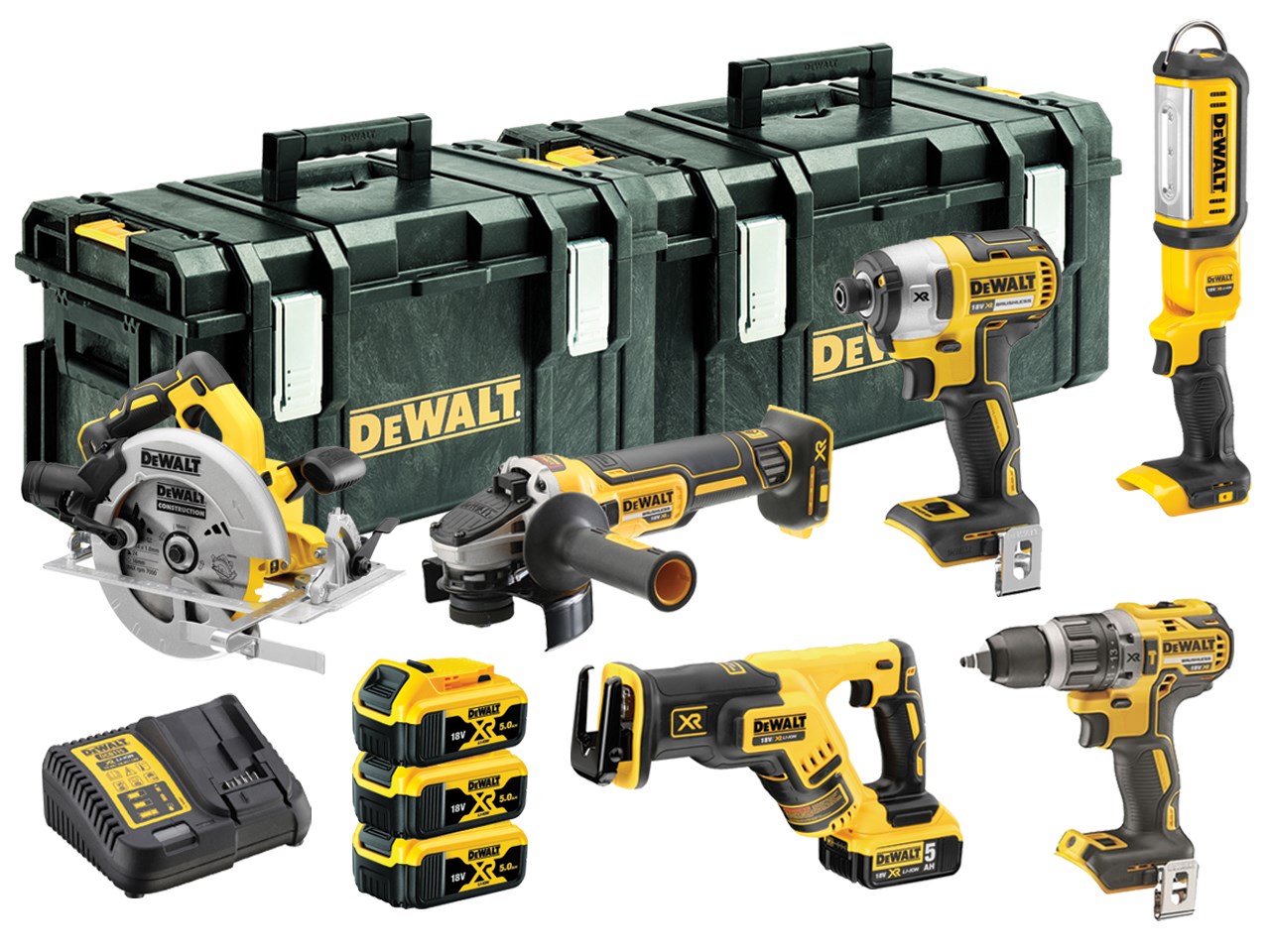 DCK623P3 DeWALT kombinovaná sada nářadí 18V 3x 5,0Ah Li-Ion XR, s kufry Tough