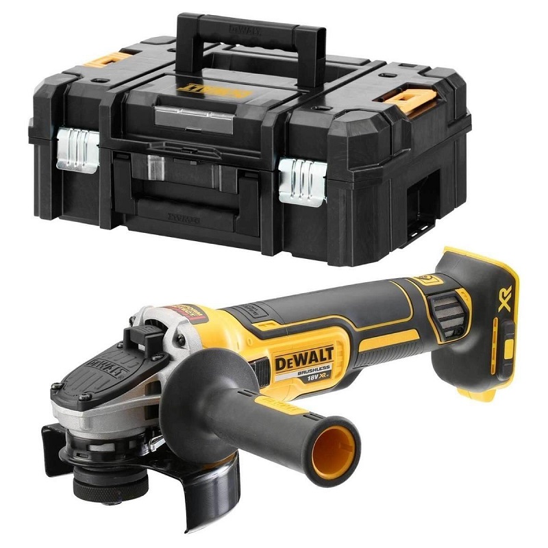 DCG406NT DeWALT Aku bezuhlíková úhlová bruska 125 mm, 18V, v kufru, samostatný stroj