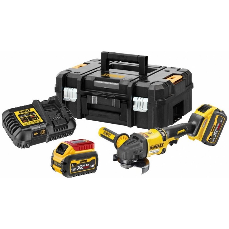 DCG418T2 DeWALT Aku úhlová bruska 125mm XR FLEXVOLT 54V 2x 6.0Ah, v kufru TSTAK