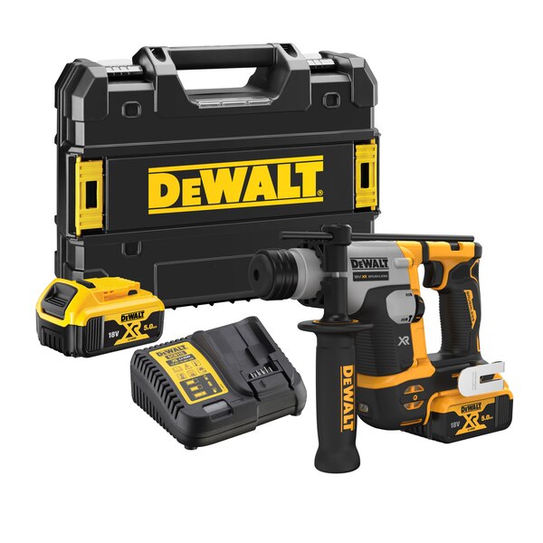 DCH172P2 DeWALT Aku bezuhlíkové vrtací kladivo XR 18 V 2x5,0 Ah, SDS-Plus, 1,4 J, kufr TSTAK