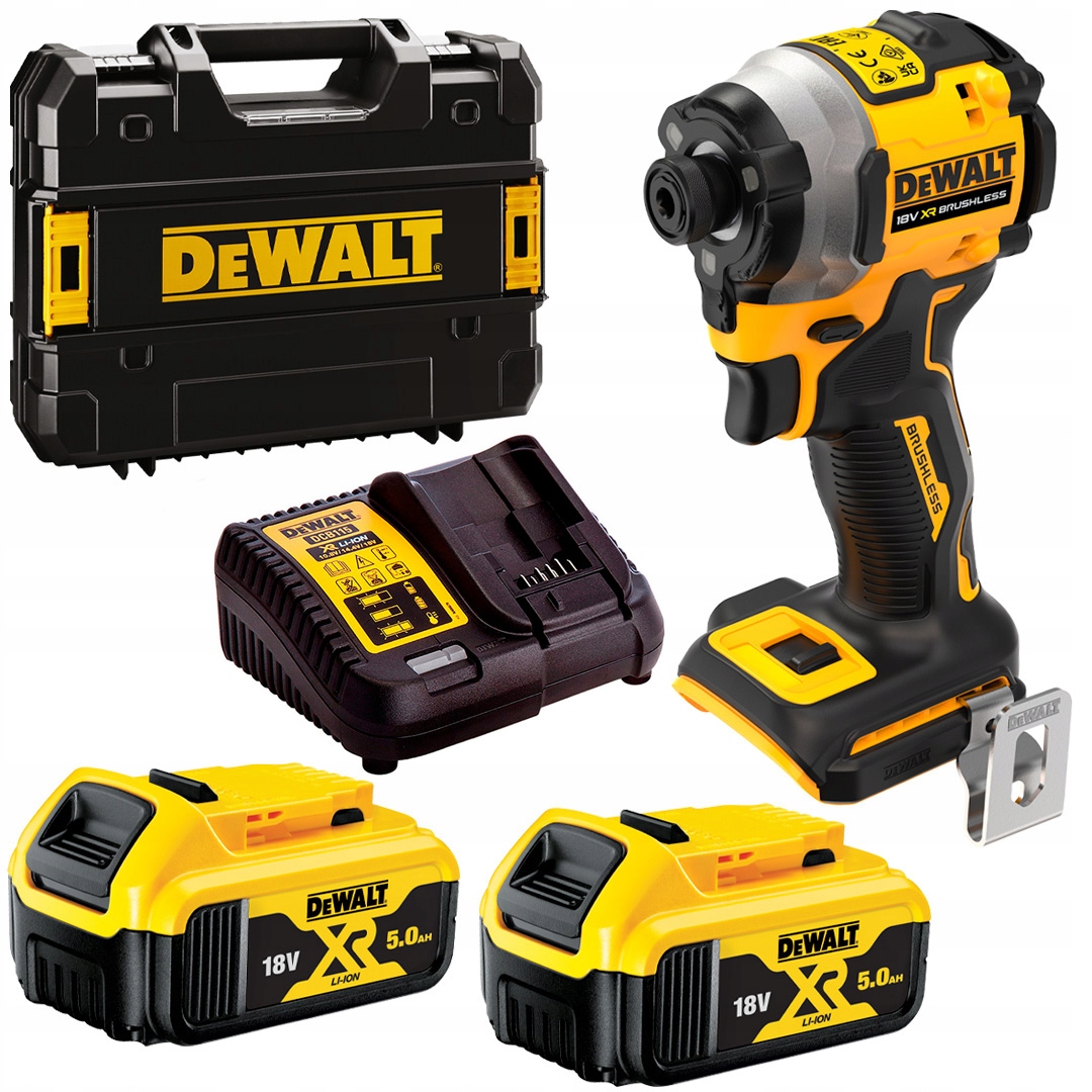 DCF850P2T DeWALT Aku bezuhlíkový rázový utahovák 1/4", 205Nm, 18V XR 2x 5,0Ah Li-Ion, TSTAK