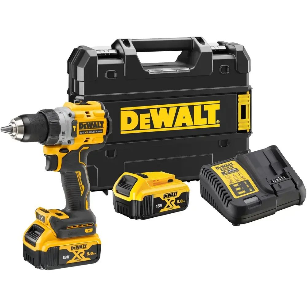 DCD805P2T DeWALT Bezuhlíková aku příklepová vrtačka 18V 2x 5,0Ah XR Li-Ion