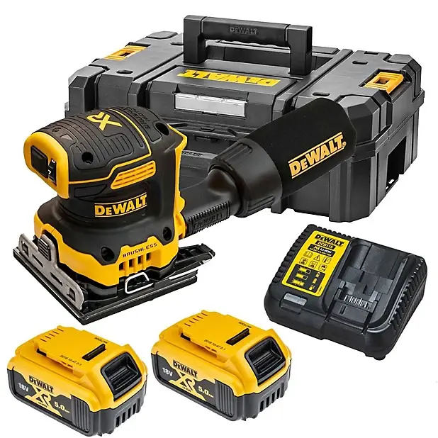 DCW200P2 DeWALT AKU vibrační bruska XR 18V, 2x 5,0 Ah Li-Ion, TSTAK