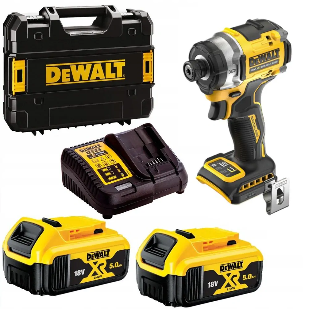 DCF860P2T DeWALT Kompaktní bezuhlíkový rázový utahovák 1/4", 282Nm, XR 18V, 2x 5,0Ah Li-Ion, TSTAK