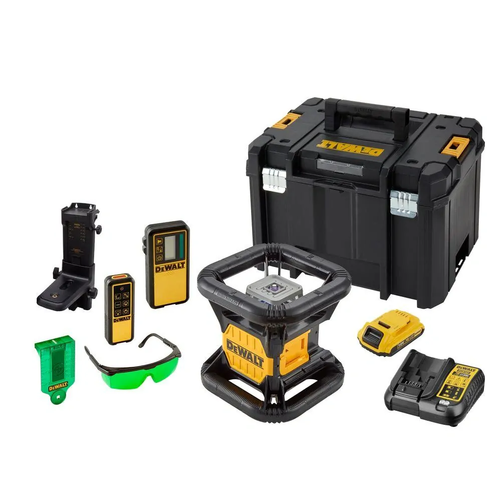 DCE079D1G DeWALT Horizontální samonivelační rotační laser s dolní a horní olovnicí zelený paprsek, 18V XR 2,0Ah, TSTAK