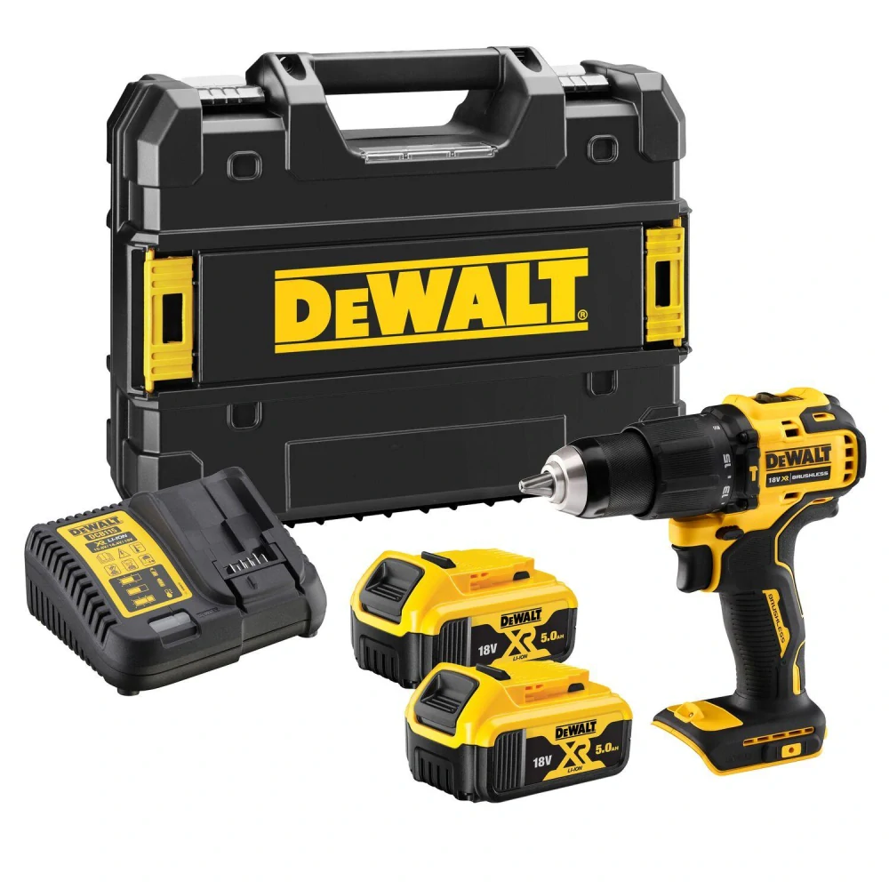 DCD709P2T DeWALT Aku bezuhlíková příklepová vrtačka 18V XR 2x 5,0Ah Li-Ion, TSTAK