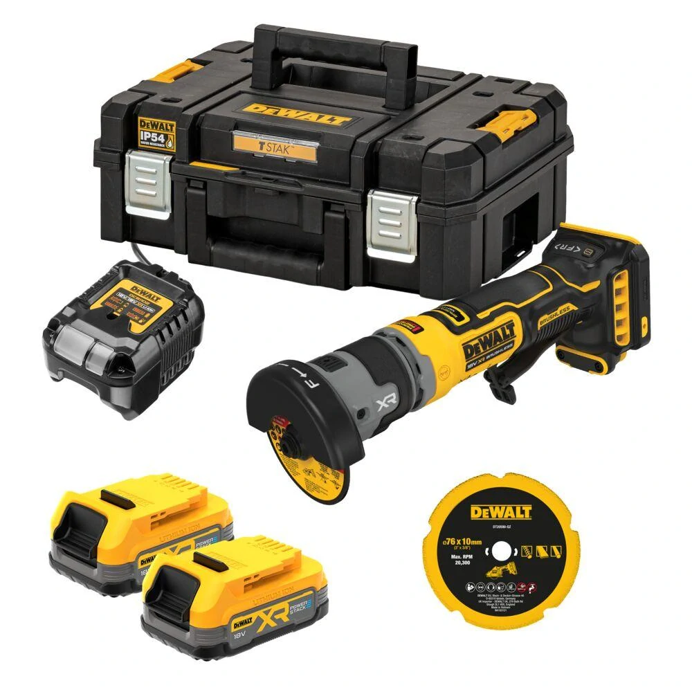 DCG430E2T Aku přímá bruska 18V 2x 1,7 Ah XR Li-Ion POWERSTACK TSTAK DeWALT
