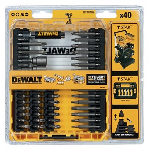 DT70705 DeWALT 40 dílná sada bitů TOUGH CASE+ s průhledným víkem