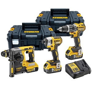DCK368P3T Aku bezuhlíková kombo sada nářadí 18V 3x 5,0Ah Li-Ion XR, s kufry, DeWALT