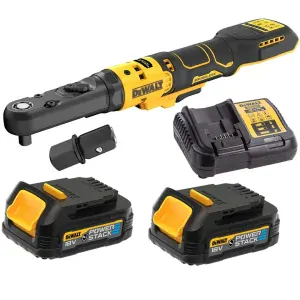 DCF510E2G DeWALT Aku ráčna s 1/2" a 3/8" s čtvercovou výměnnou hlavou XR 18V Powerstack 2x1,7Ah