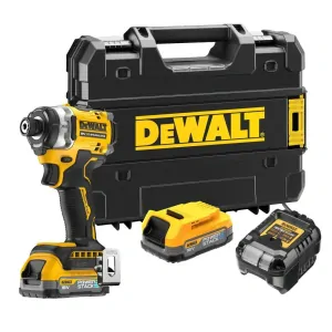 DCF860E2T DeWALT Kompaktní bezuhlíkový rázový utahovák 1/4", 282Nm, XR 18V, 2x 1,7Ah POWERSTACK, TSTAK