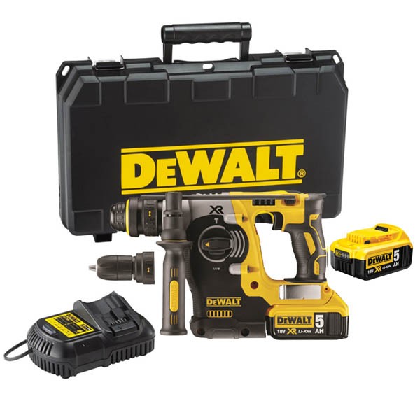 DCH274P2 DeWALT bezuhlíkové kladivo 18 V XR Li-Ion s 3 režimy a s sklíčidlem