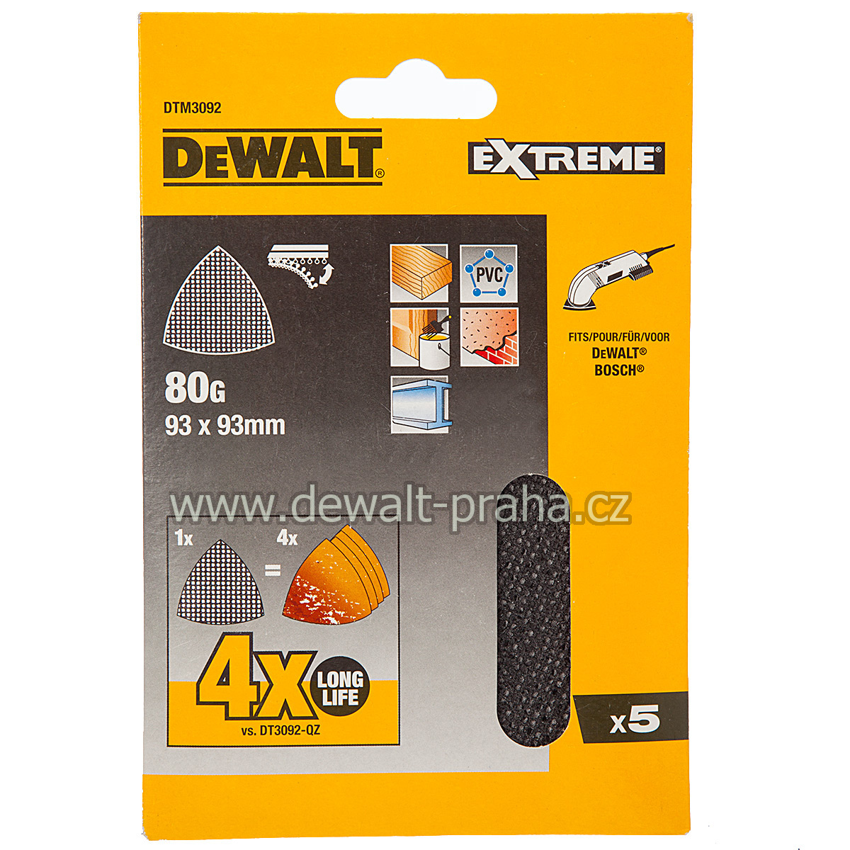 DTM3092 DeWALT Brusná síťovina na delta brusku P 80, 5 ks