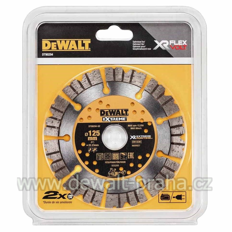 DT90294-QZ DeWALT Diamantový kotouč 125 x 22,2 mm, zdivo beton, pro drážkovačku DCG200