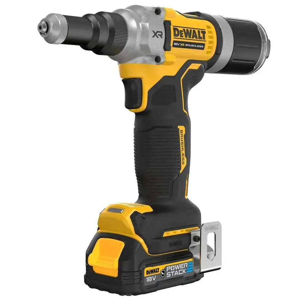DCF414E2GT DeWALT Aku nýtovací kleště 18V XR pro nýty od 4.8 mm do 6.4 mm, 2× Li-Ion 1,7Ah POWERSTACK