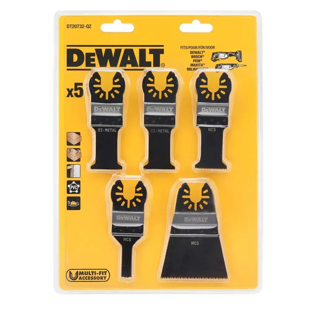 DT20732 DeWALT Sada pilových listů 5 ks, pro řezání dřeva/ s hřebíky, sádrokartonu, sádrovláknitých desek a PVC