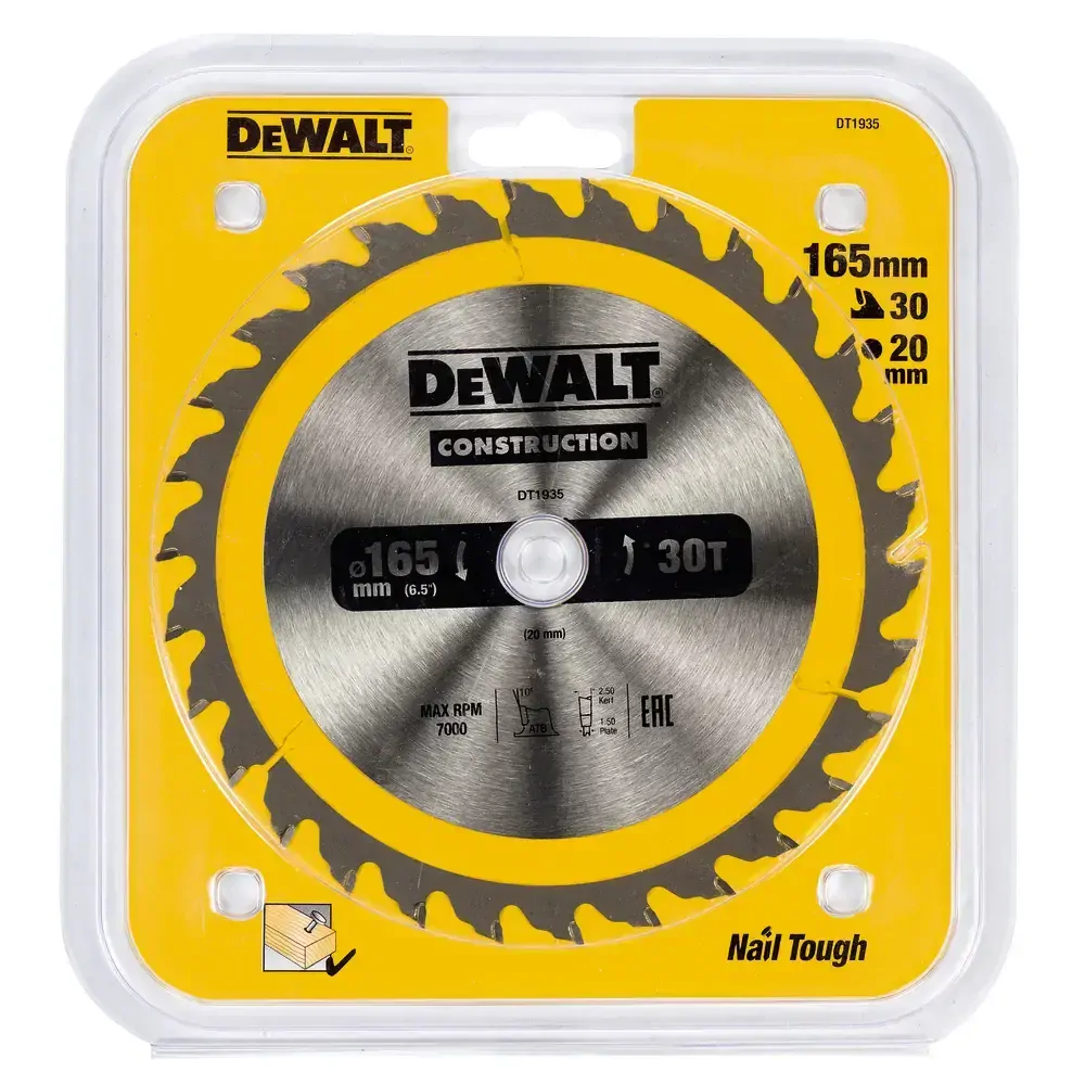 DT1935 DeWALT Pilový kotouč 165 mm x 20 mm, 30 zubů