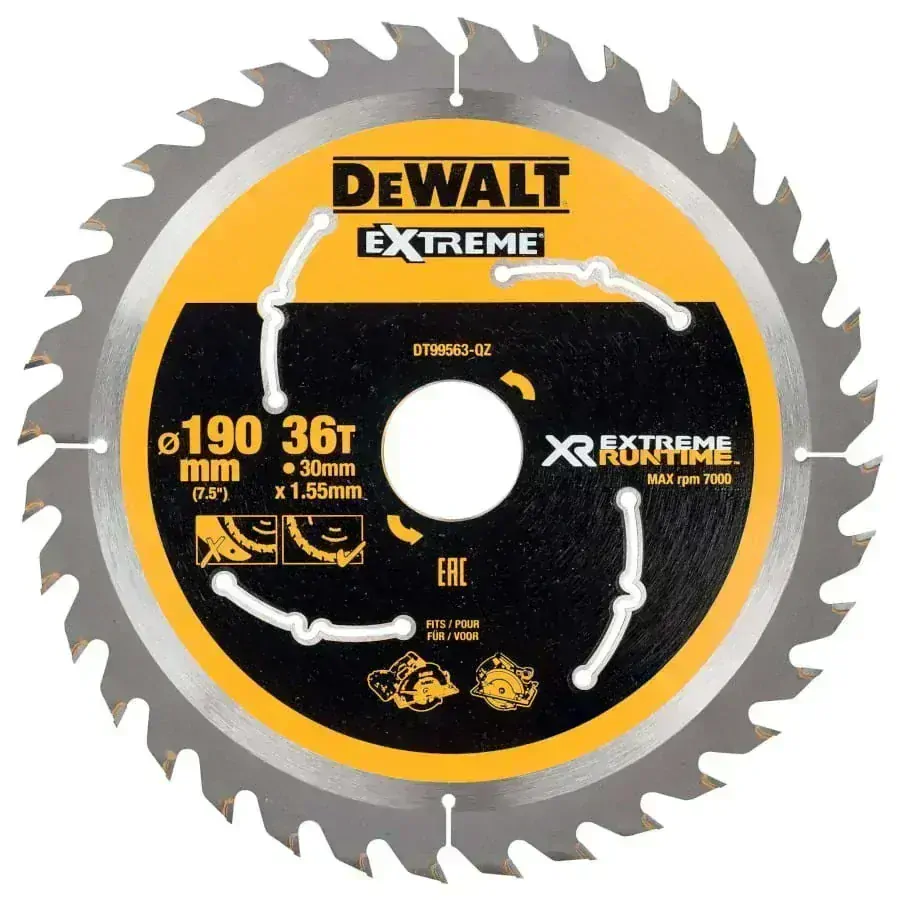 DT99563 DeWALT Pilový kotouč 190 mm x 30 mm, 36 zubů, XR EXTREME® RUNTIME FLEXVOLT