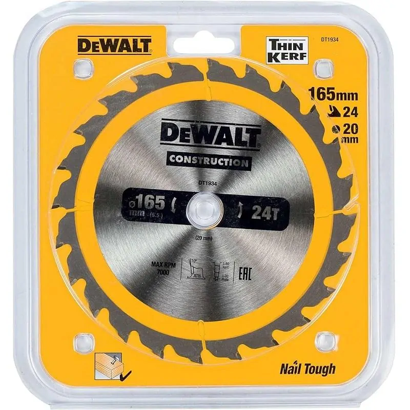 DT1934 DeWALT Pilový kotouč 165 mm x 20 mm, 24 zubů