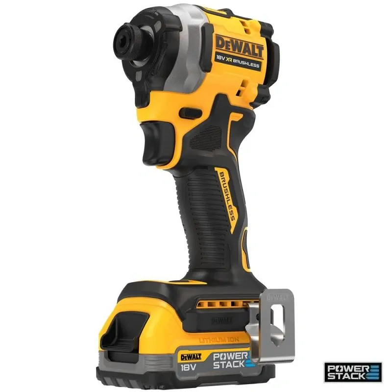 DCF850E2T DeWALT Aku bezuhlíkový rázový utahovák 1/4", 205Nm, 18V XR 2x 1,7Ah POWERSTACK, TSTAK
