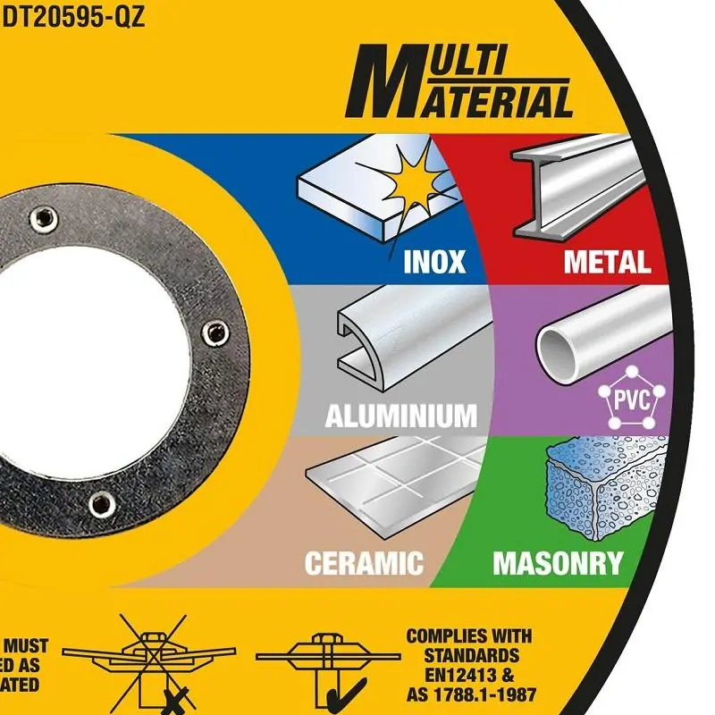 DT20595 DeWALT Multimateriálový řezný kotouč 125 x 22,2 x 1,0 mm, na řezání nerezu, oceli, hliníku, PVC, keramiky, zdiva