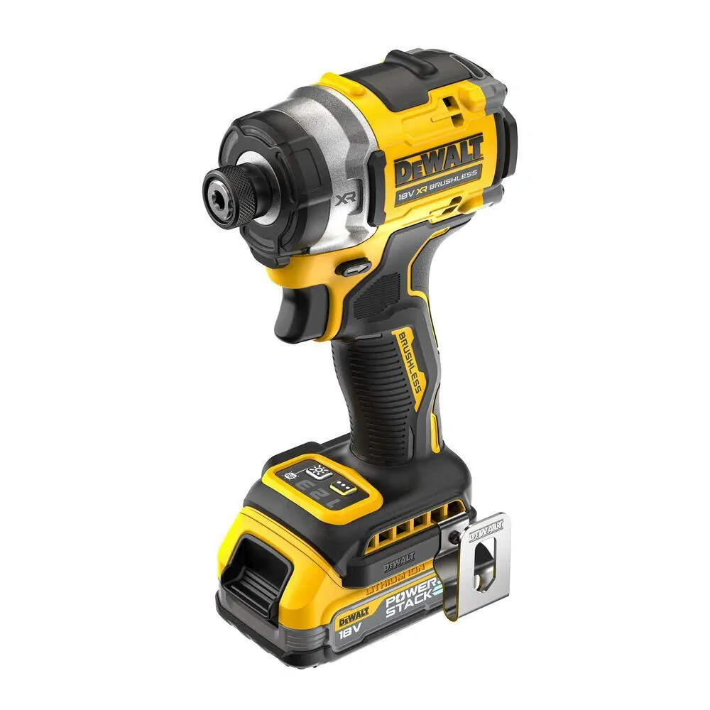 DCF860E2T DeWALT Kompaktní bezuhlíkový rázový utahovák 1/4", 282Nm, XR 18V, 2x 1,7Ah POWERSTACK, TSTAK