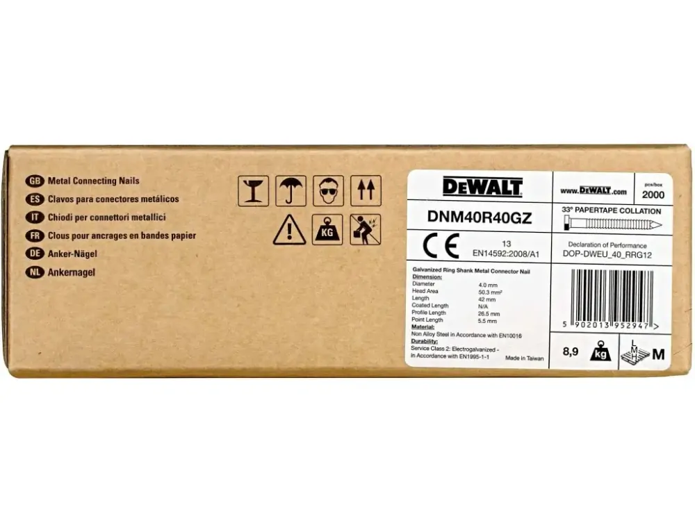 DNM40R40GZ DeWALT Pozinkované hřebíky kroužkované 40 x 4 mm, do DCN693, 2000 ks