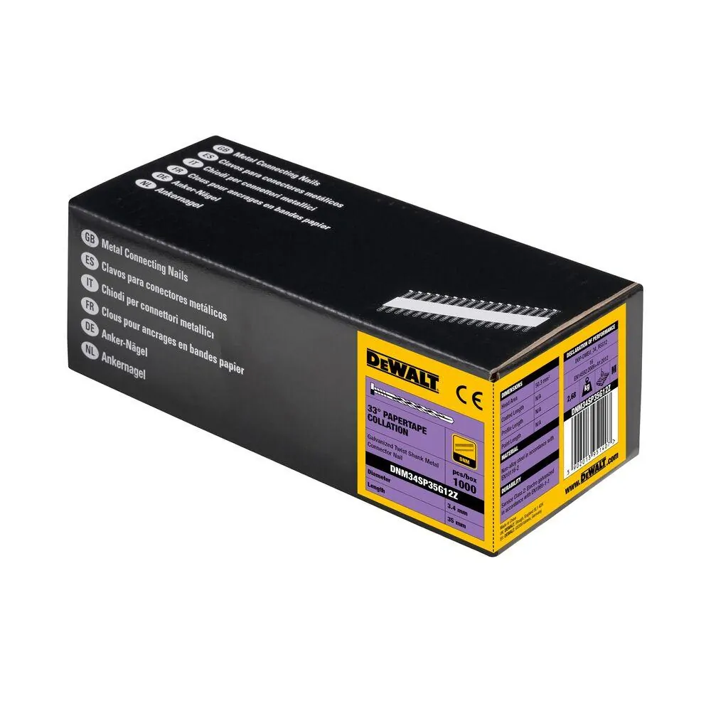 DNM34SP35G12Z DeWALT Pozinkované hřebíky kroužkované 32 x 3,4 mm, do DCN693, 1000 ks