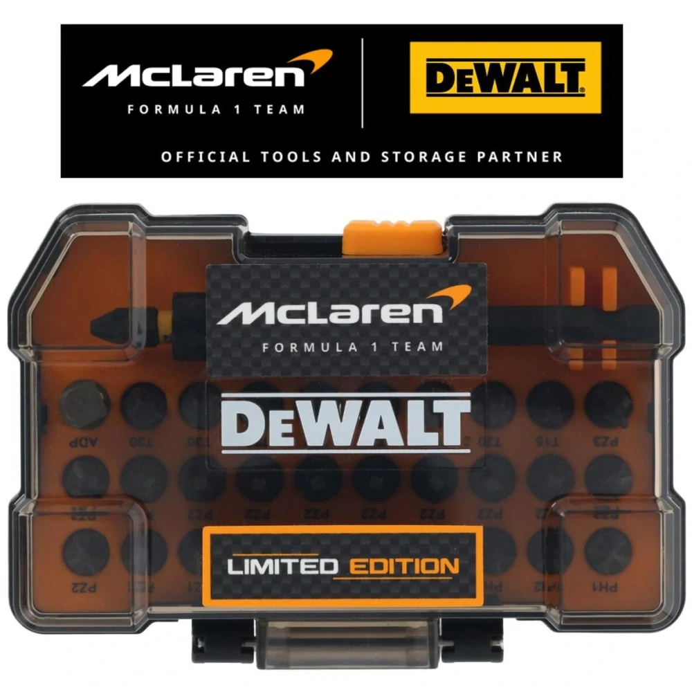 DT70900T DeWALT FLEXTORQ Limitovaná 32-dílná sada bitů/ šroubovacích nástavců McLaren