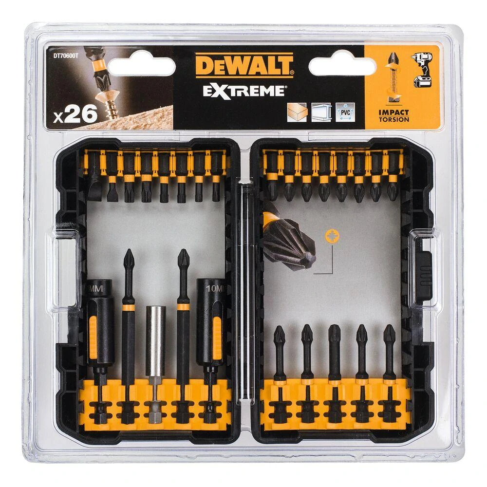 DT70600T DeWALT 26 dílná sada bitů pro rázové utahováky