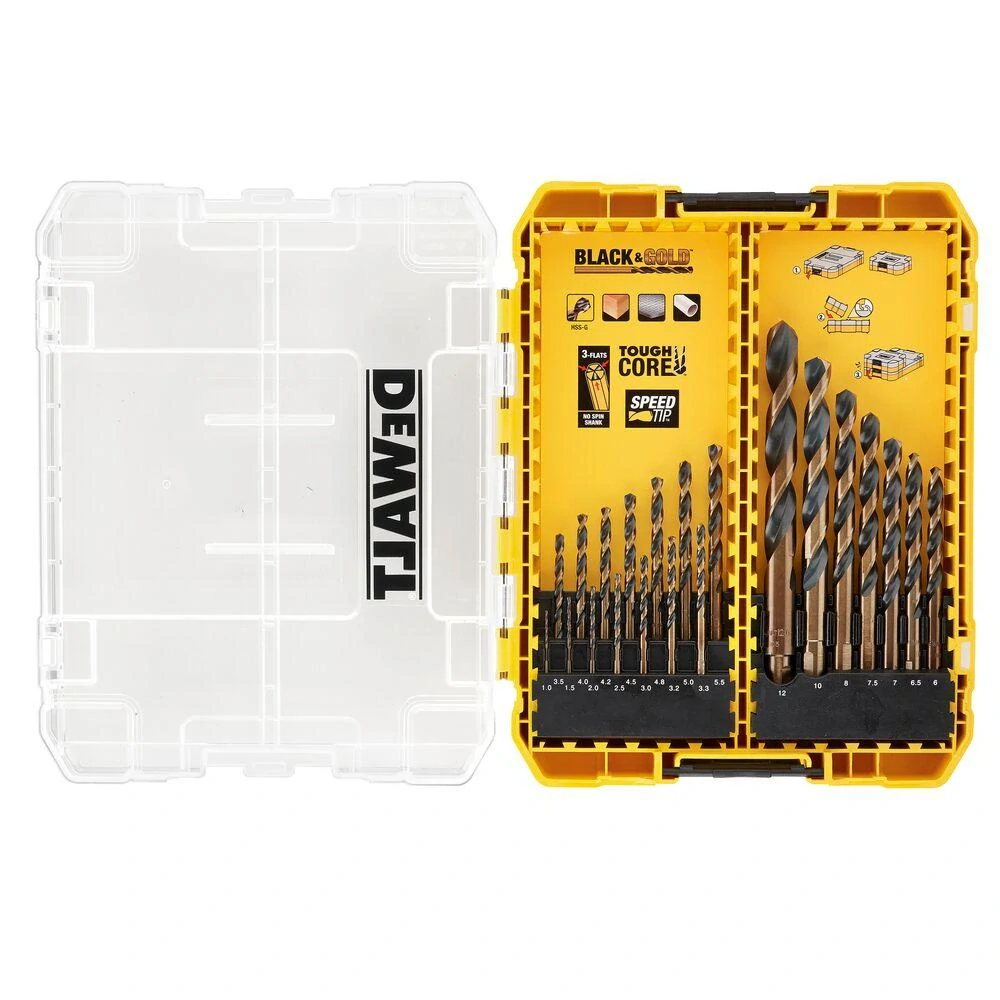 DT70755 21 dílná sada vrtáků do kovu HSS-G Black&Gold