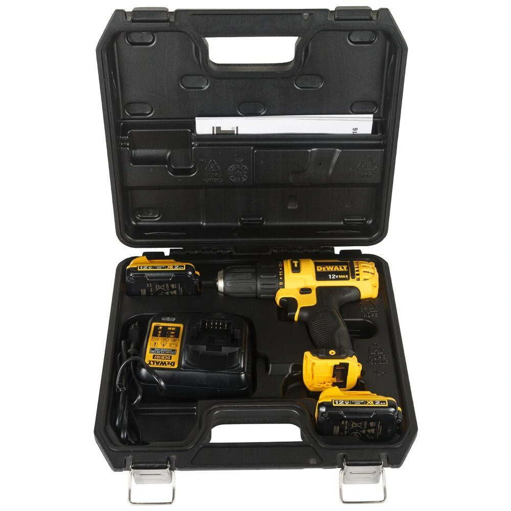DCD716D2 DeWALT Aku vrtačka s příklepem 12 V, 2x 2,0 Ah Li-Ion, kufr