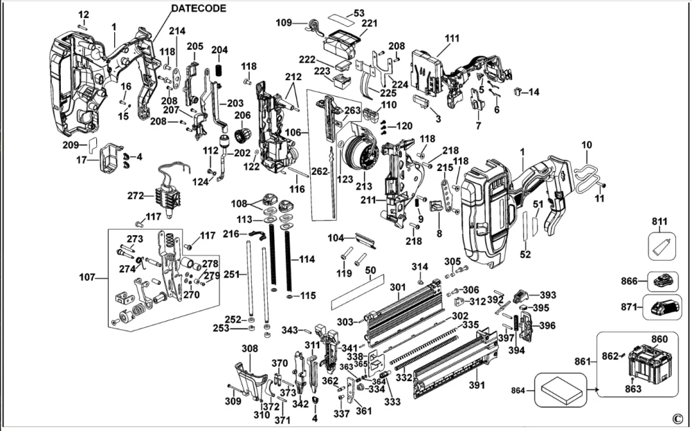 N569446 DeWALT plastová úchytka pro sponkovačku DCN680, DCN681