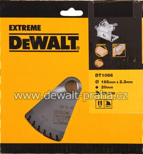 DT1086 DeWALT EXTREME Pilový kotouč 165 x 20 mm, 48 zubů