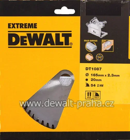 DT1087 DeWALT EXTREME Pilový kotouč 165 x 20 mm, 54 zubů