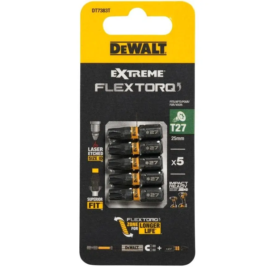 DT7383T DeWALT Sada torzních šroubovacích bitů 5 ks Torx T27 FLEXTORQ, EXTREME