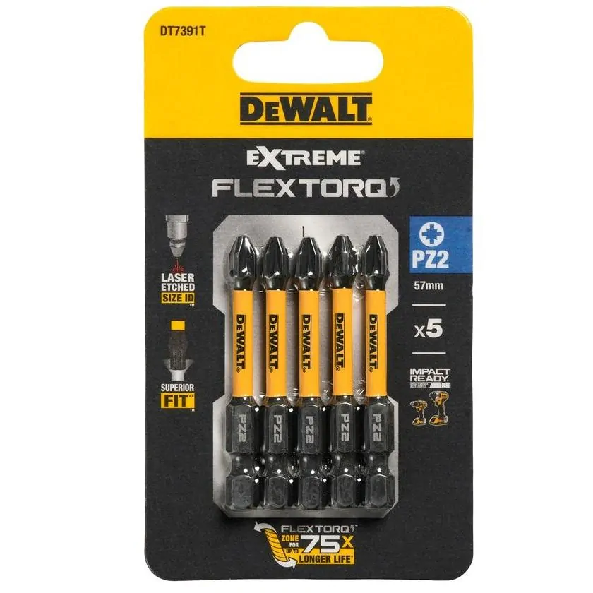 DT7390T DeWALT Sada torzních šroubovacích bitů 5 ks Pozidrive Pz1 FLEXTORQ, EXTREME