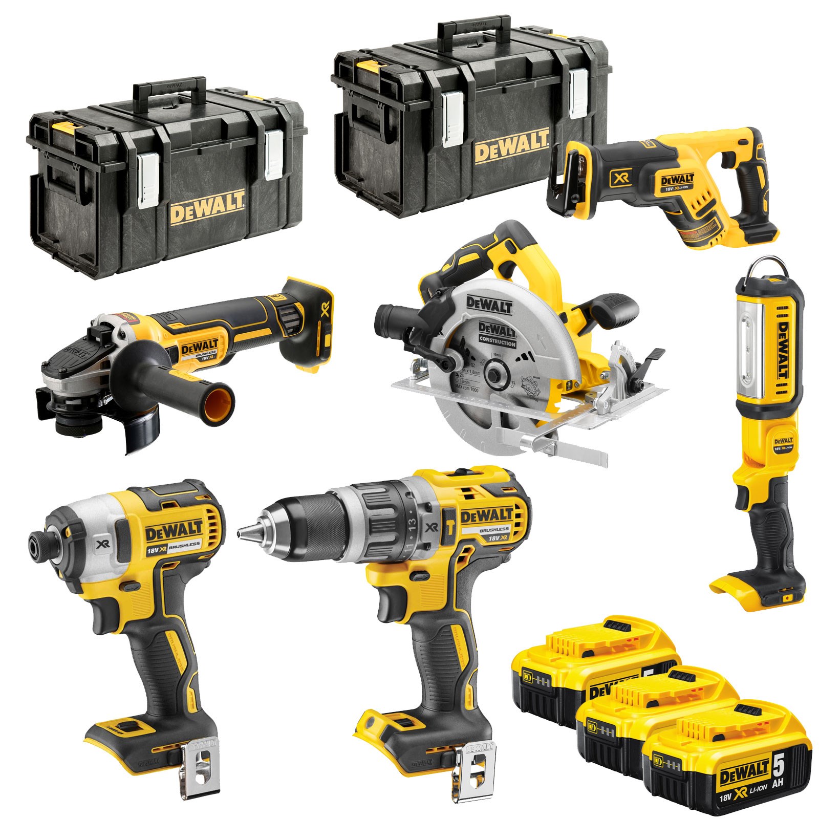 DCK623P3 DeWALT kombinovaná sada nářadí 18V 3x 5,0Ah Li-Ion XR, s kufry Tough