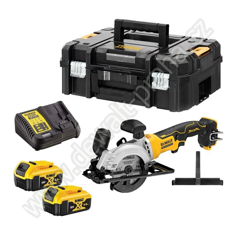 DCS571P2 DeWALT aku kotoučová pila 115 mm, 18 V XR, 2x 5,0Ah, v kufru TSTAK
