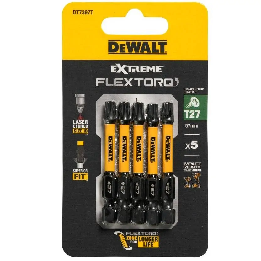 DT7397T DeWALT Sada torzních šroubovacích bitů 5 ks Torx T27 57mm FLEXTORQ, EXTREME