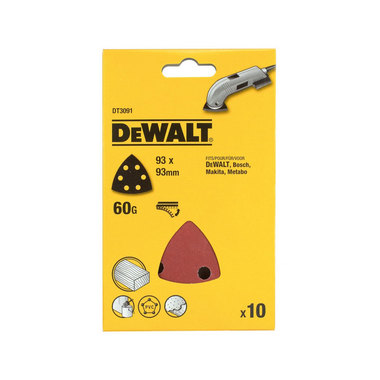 DT3091 DeWALT Brusný papír pro delta brusku 93 × 93 mm, P 60, 10 ks