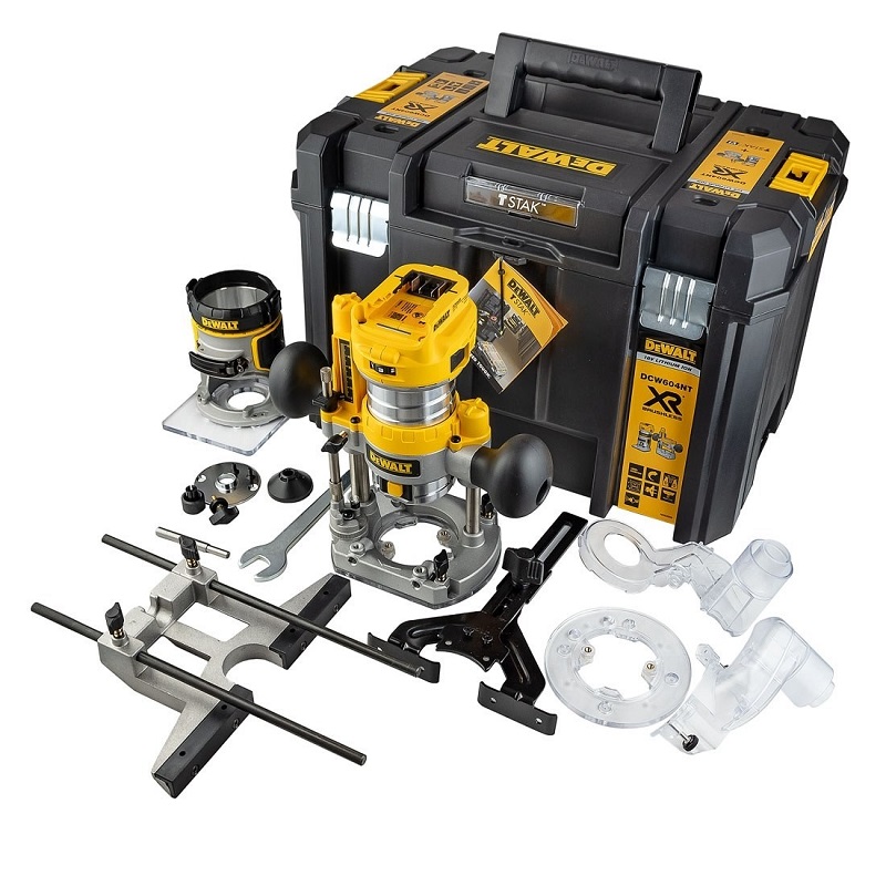 DCW604P2 DeWALT Aku kombinovaná horní frézka 18V 2x 5.0 Ah Li-Ion,v kufru TSTAK