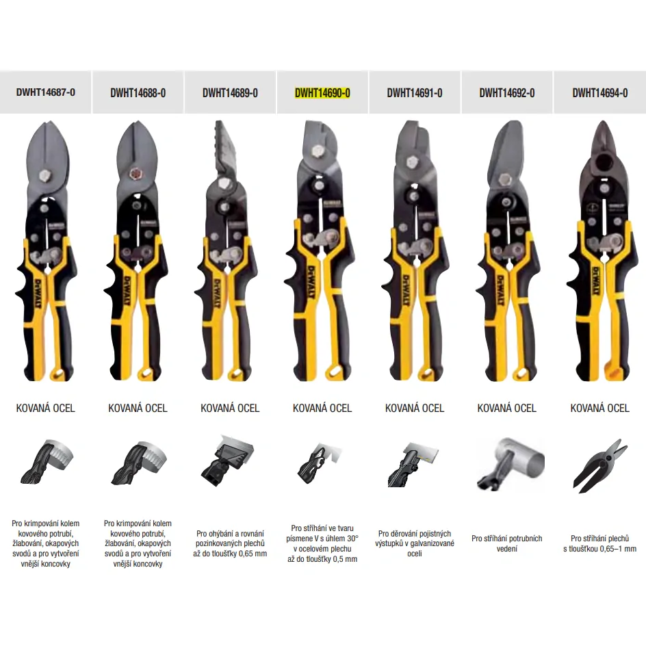 DWHT14692-0 DeWALT Klempířské nůžky na potrubí