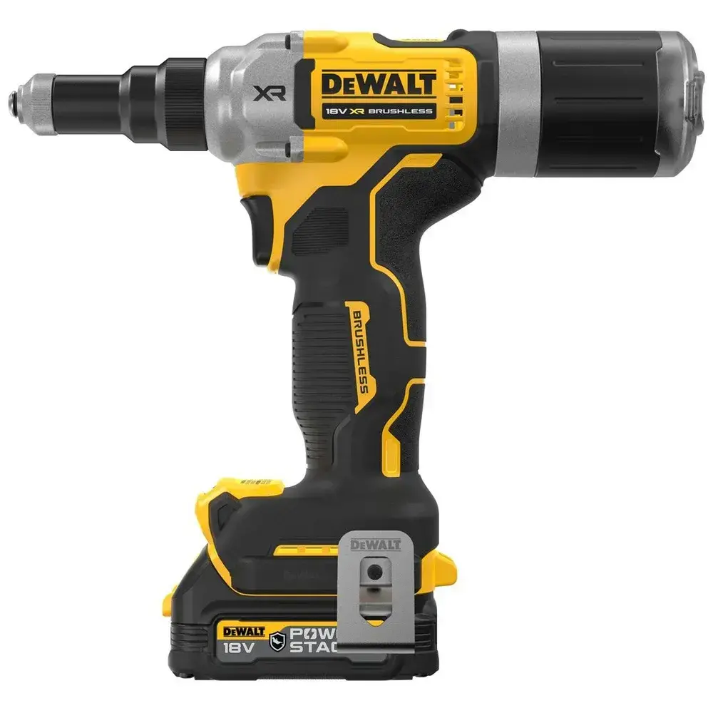 DCF414E2GT DeWALT Aku nýtovací kleště 18V XR pro nýty od 4.8 mm do 6.4 mm, 2× Li-Ion 1,7Ah POWERSTACK