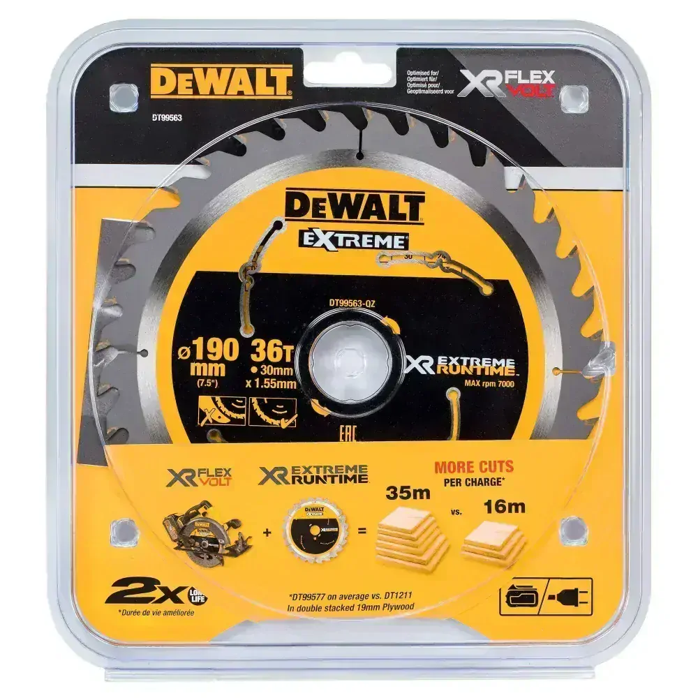 DT99563 DeWALT Pilový kotouč 190 mm x 30 mm, 36 zubů, XR EXTREME® RUNTIME FLEXVOLT