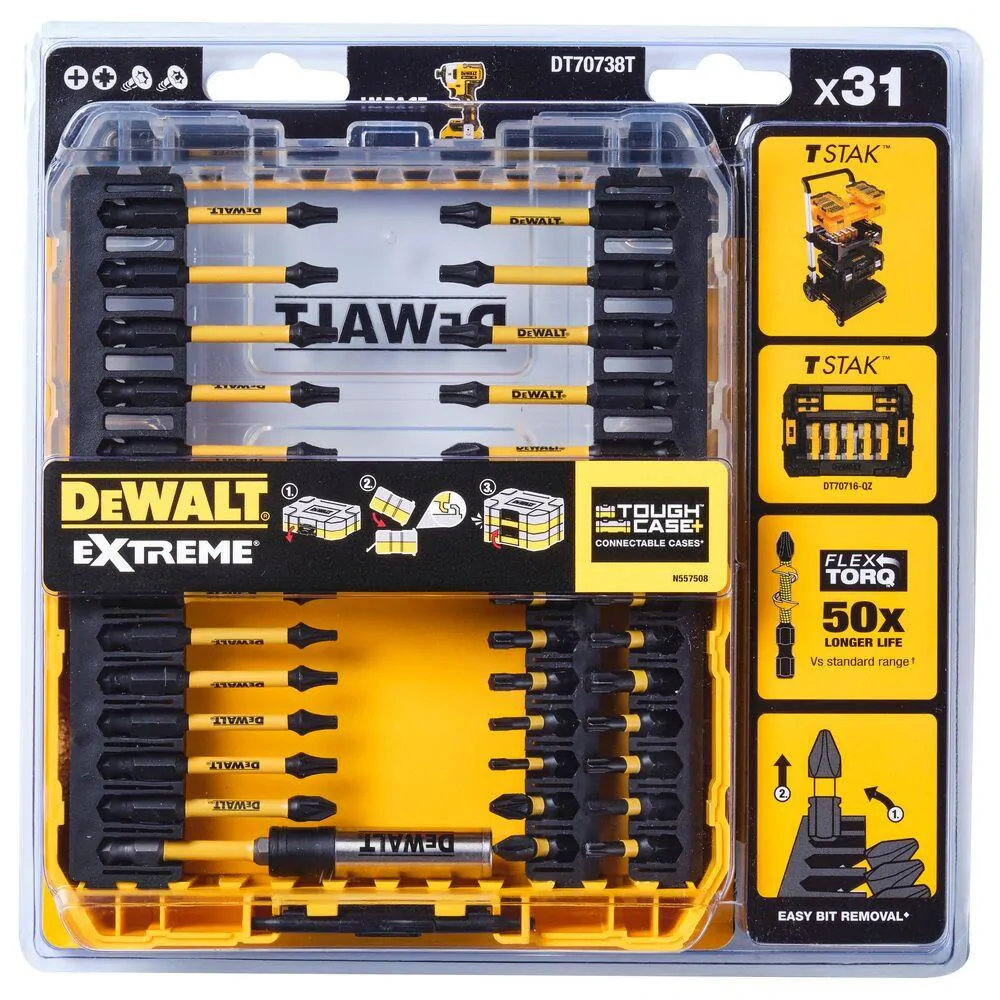DT70738T DeWALT EXTREME 31 dílná sada torzních bitů a nástavce FLEXTORQ