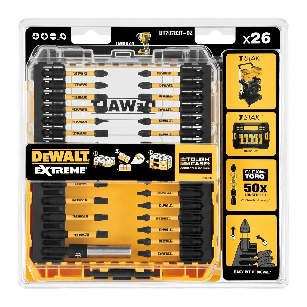 DT70783T DeWALT EXTREME 26 dílná sada torzních bitů FlexTORQ v Tough Case