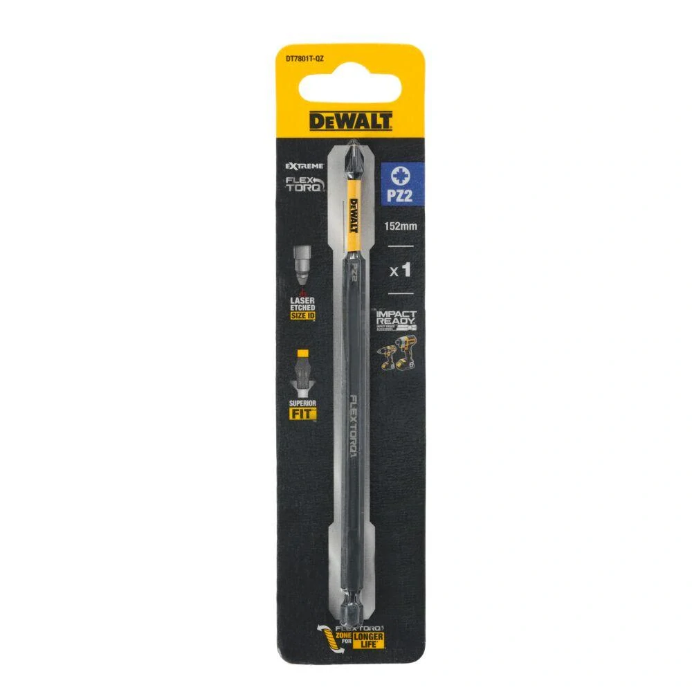 DT7801T DeWALT FLEXTORQ Prodloužený torzní šroubovací bit Pozidrive Pz2 152 mm, EXTREME