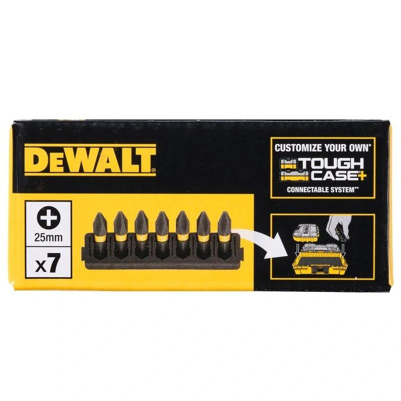 DT70807 DeWALT sada torzních bitů Phillips PH2 25mm FLEXTORQ, 7ks v liště do ToughCase